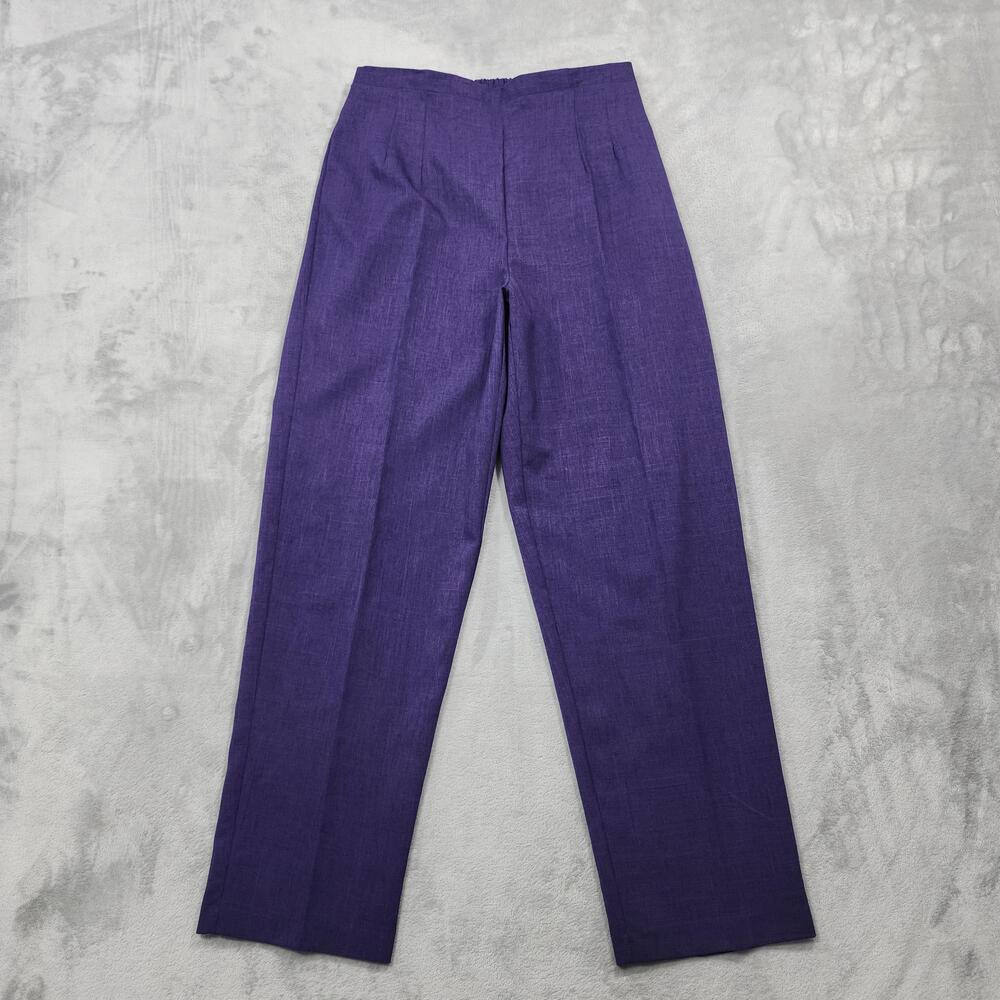 Vintage Sag Harbor Pants Womens 14 Purple Pleated Straight Leg Pull On Dress